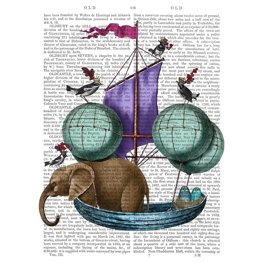 Elephant in Airship Poster Print - Funky Fab-VARPDX192896D Image 1