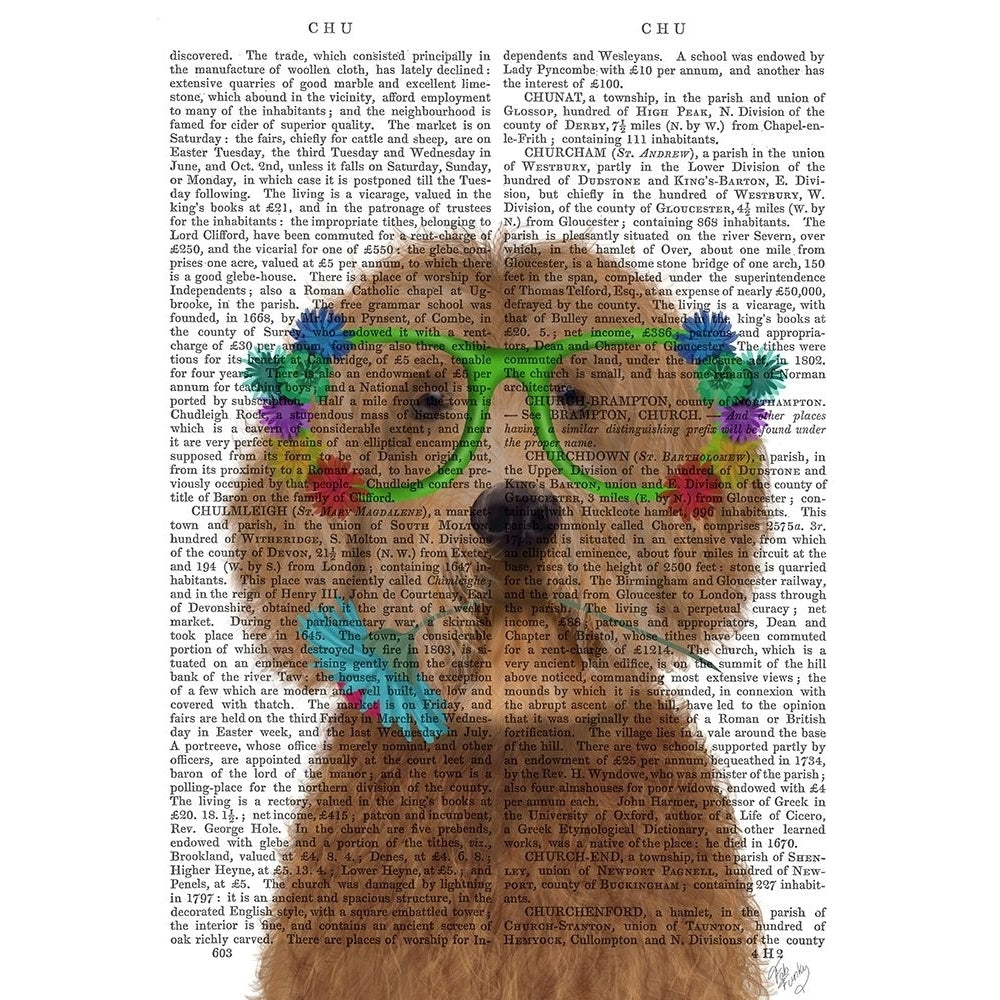 Labradoodle Golden and Flower Glasses Poster Print - Funky Fab-VARPDX192885D Image 1