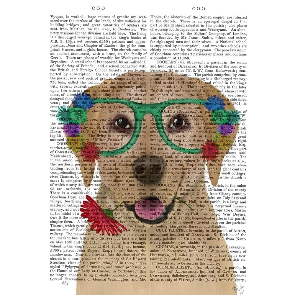 Yellow Labrador and Flower Glasses Poster Print - Funky Fab-VARPDX192889D Image 1