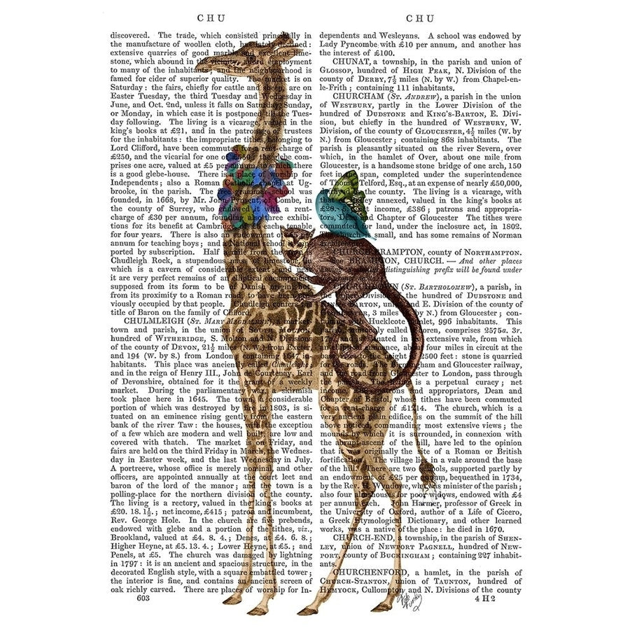 Giraffe and Monkey Poster Print - Funky Fab-VARPDX192897D Image 1