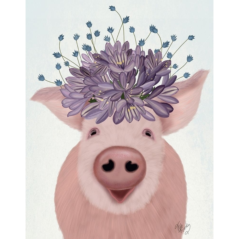 Pig and Lilac Flowers Poster Print - Funky Fab-VARPDX193043D Image 1