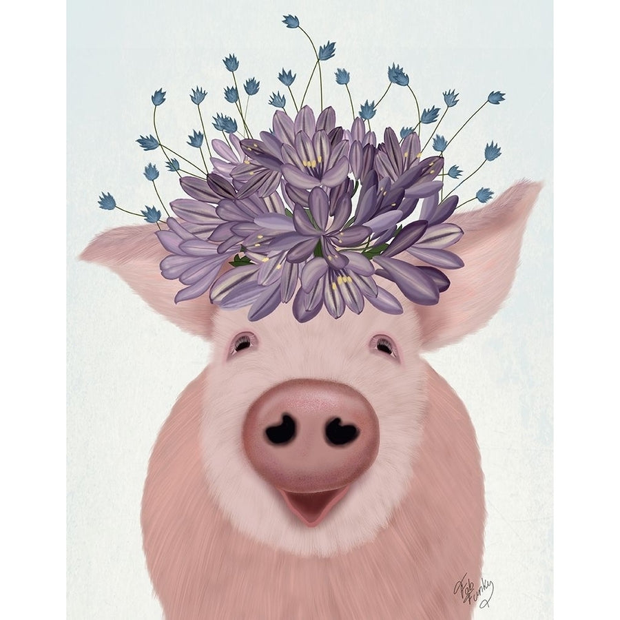 Pig and Lilac Flowers Poster Print - Funky Fab-VARPDX193043D Image 1