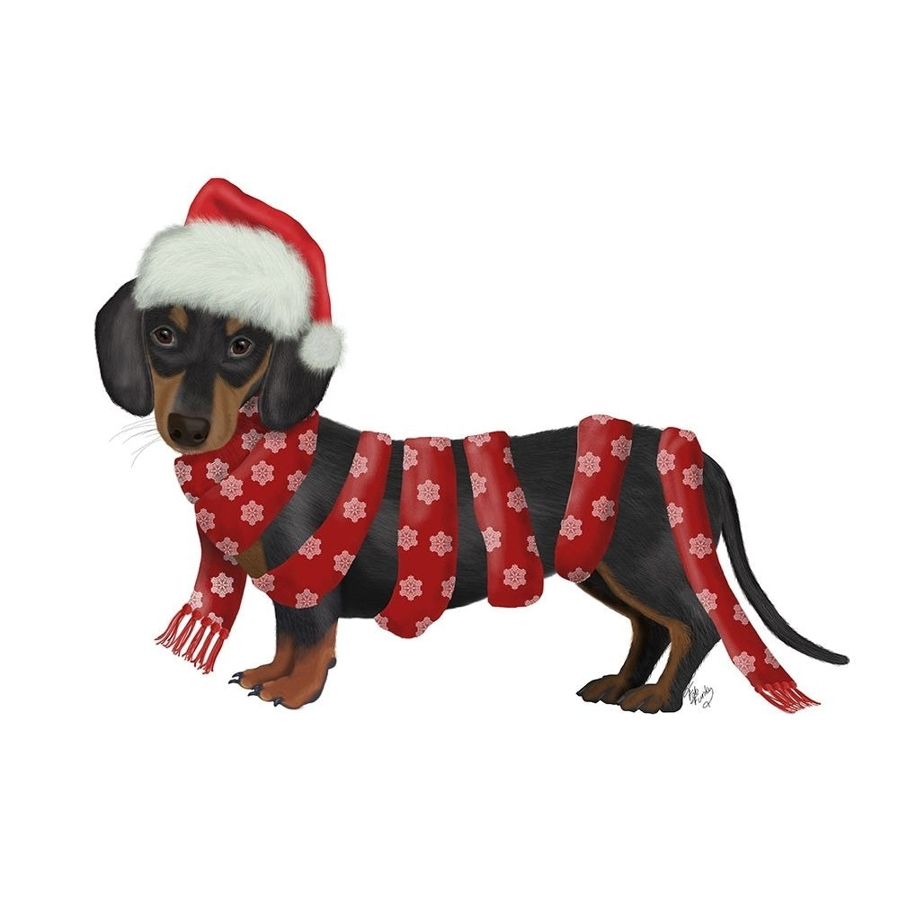 Christmas Des - Dachshund Snowflake Scarf Poster Print - Funky Fab-VARPDX193099D Image 1