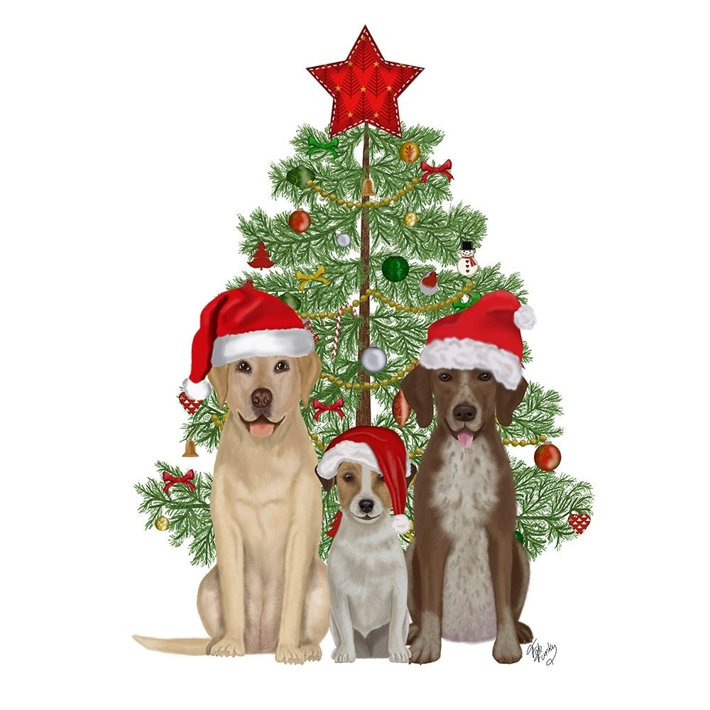 Christmas Des - Dog Trio Christmas Tree Poster Print - Funky Fab-VARPDX193105D Image 1