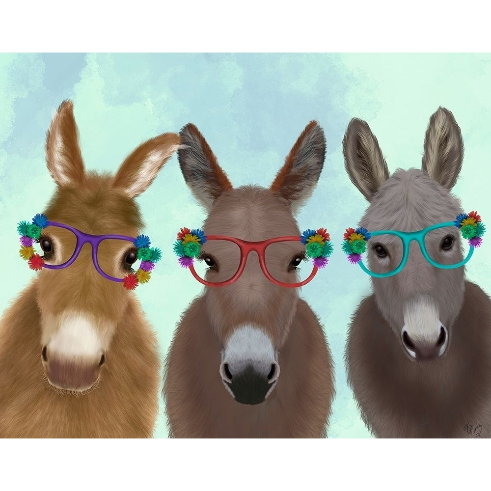 Donkey Trio Flower Glasses Poster Print - Funky Fab-VARPDX193151D Image 1