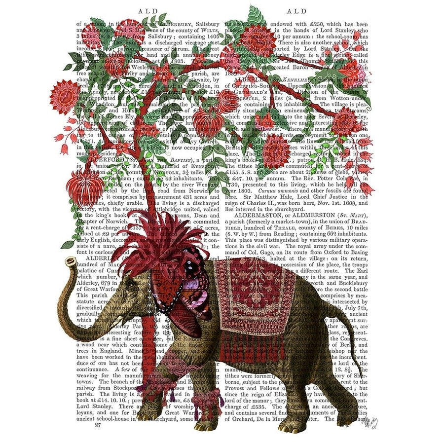 Niraj Elephant Red Tree Poster Print - Funky Fab-VARPDX193253D Image 1