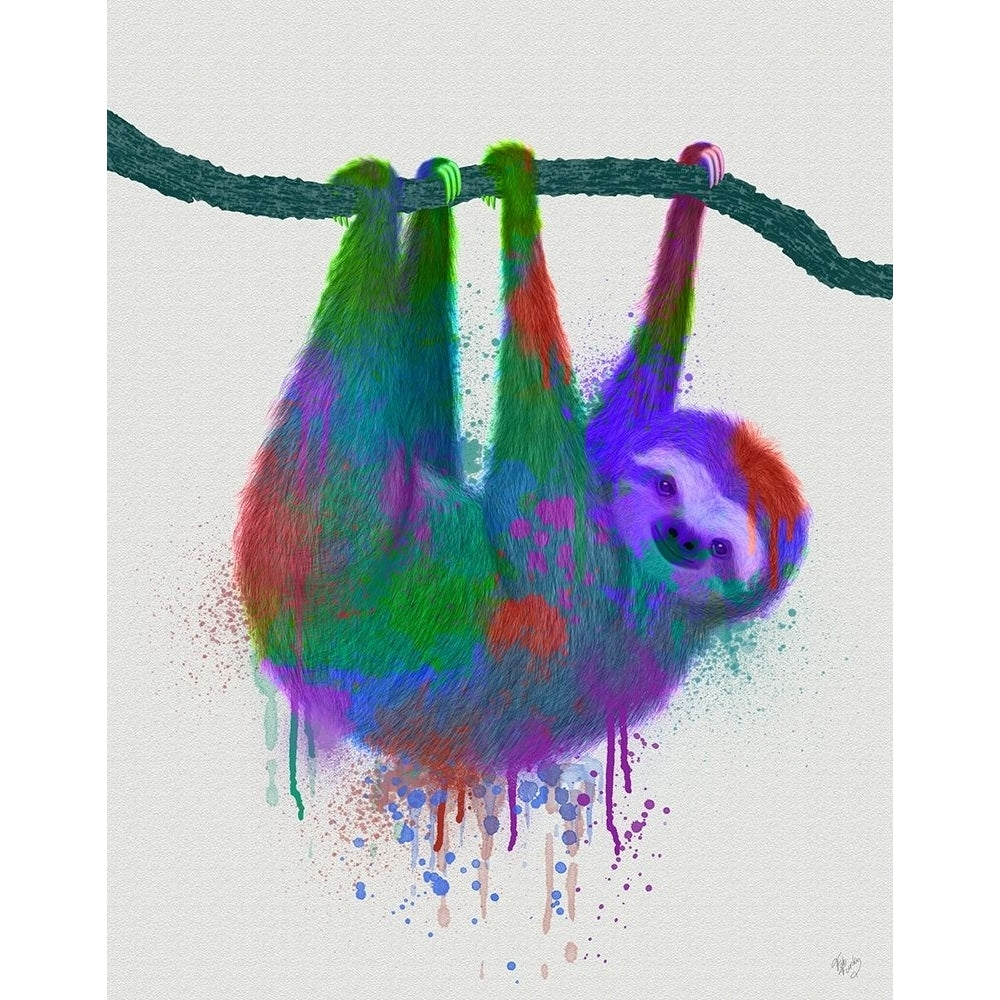 Sloth Rainbow Splash Poster Print - Funky Fab-VARPDX193286D Image 1