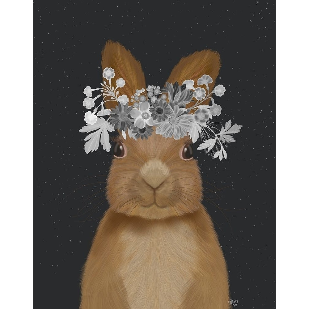 Rabbit White Flowers Poster Print - Funky Fab-VARPDX193331D Image 1