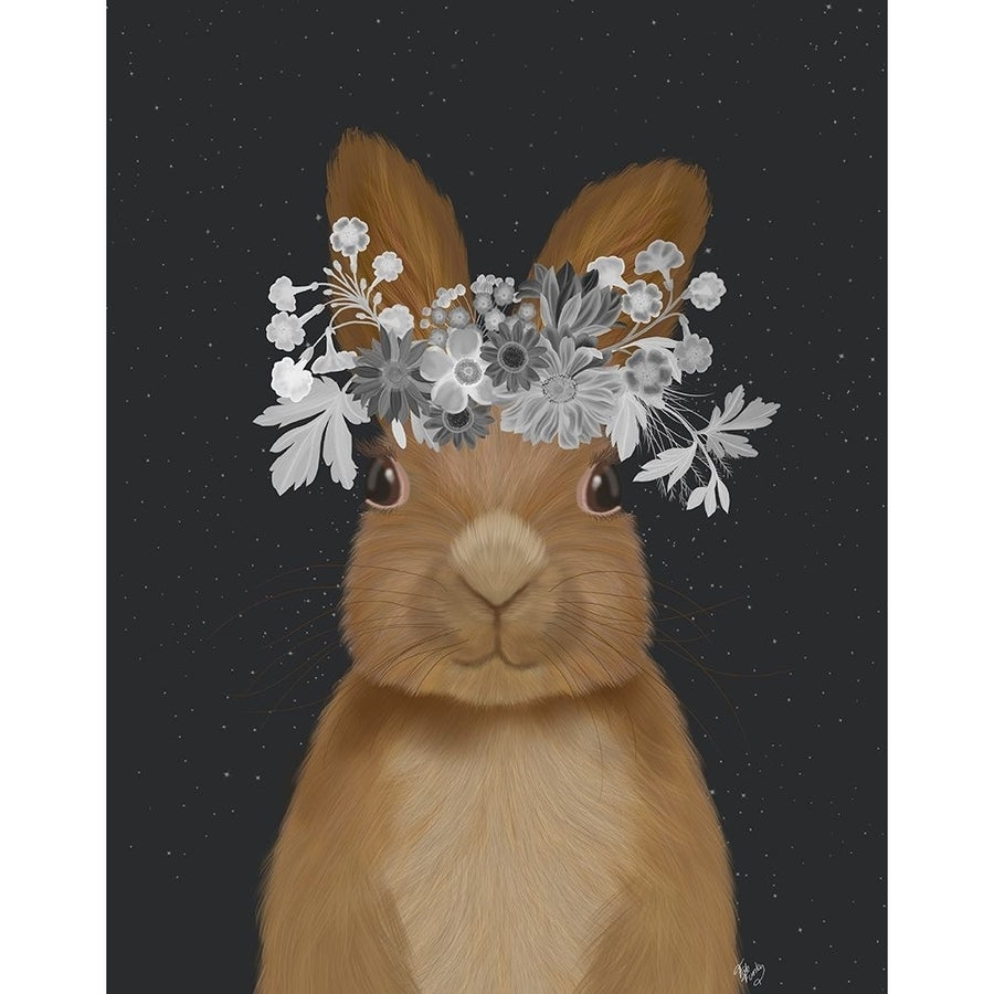 Rabbit White Flowers Poster Print - Funky Fab-VARPDX193331D Image 1