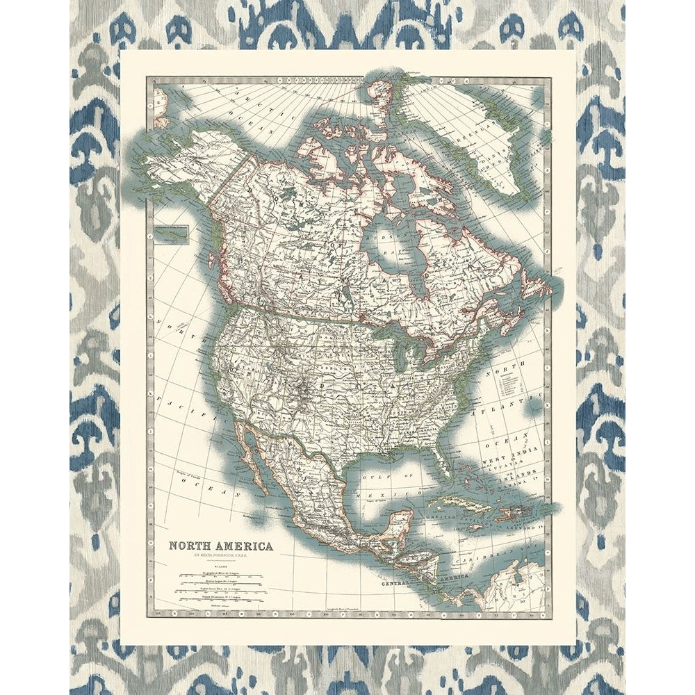 Bordered Map of North America Poster Print - Johnston-VARPDX198762Z Image 1