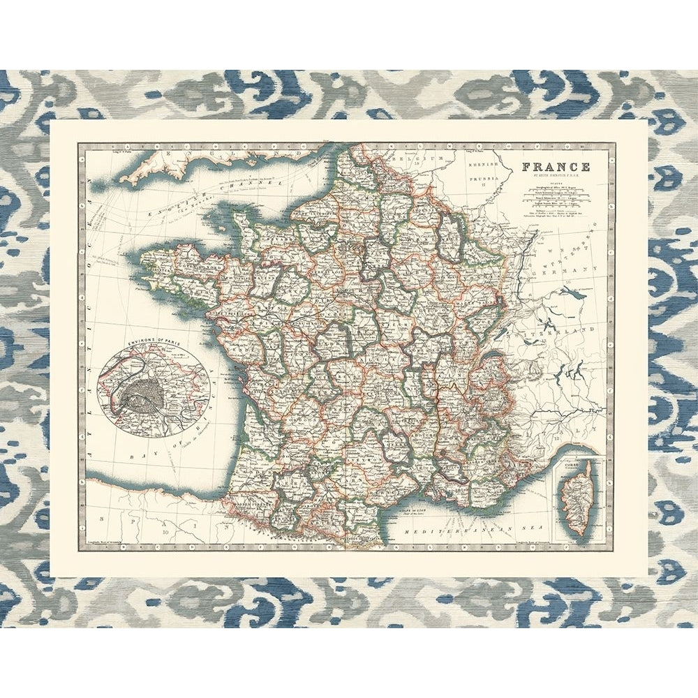 Bordered Map of France Poster Print - Johnston-VARPDX198765Z Image 1