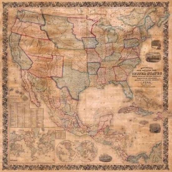 Map of the United States and North America 1856 Poster Print by Anonymous-VARPDX1AA2256 Image 1