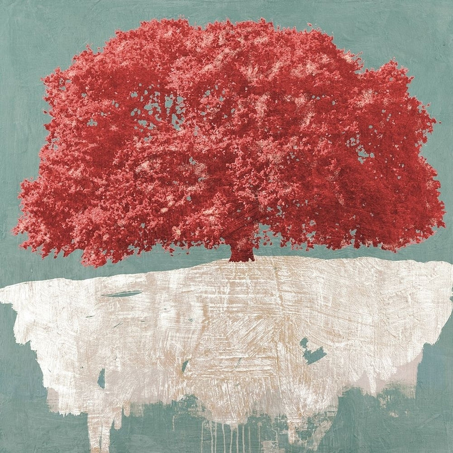 Red Tree on Aqua Poster Print by Alessio Aprile-VARPDX1AI5255 Image 1