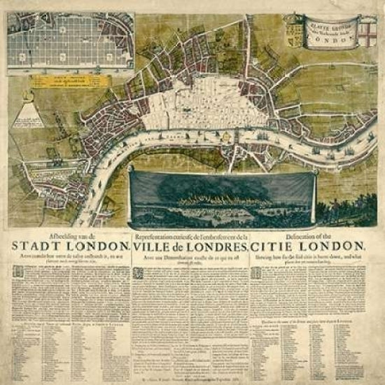 Map of London 1666 Poster Print by Anonymous-VARPDX1MP586 Image 1