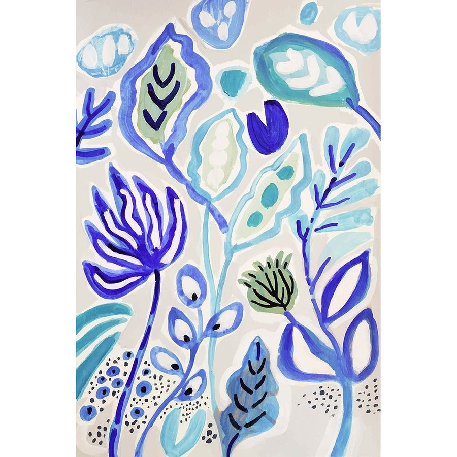 Leaves in Blue II Poster Print - Karen Fields-VARPDX201677Z Image 1