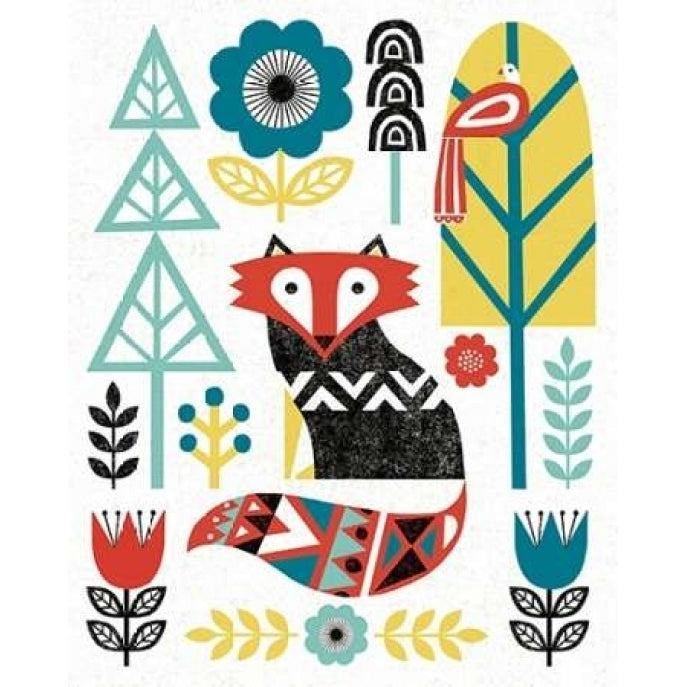 Folk Lodge Fox V2 Teal Poster Print by Michael Mullan-VARPDX20373 Image 2