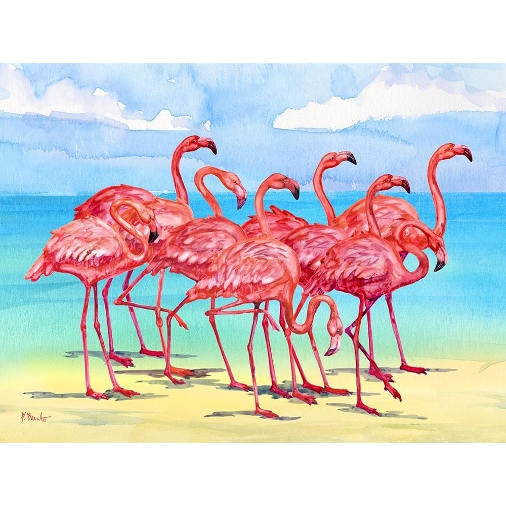 Hilo Flamingos Horizontal - Beach Poster Print - Paul Brent-VARPDX20631B Image 1