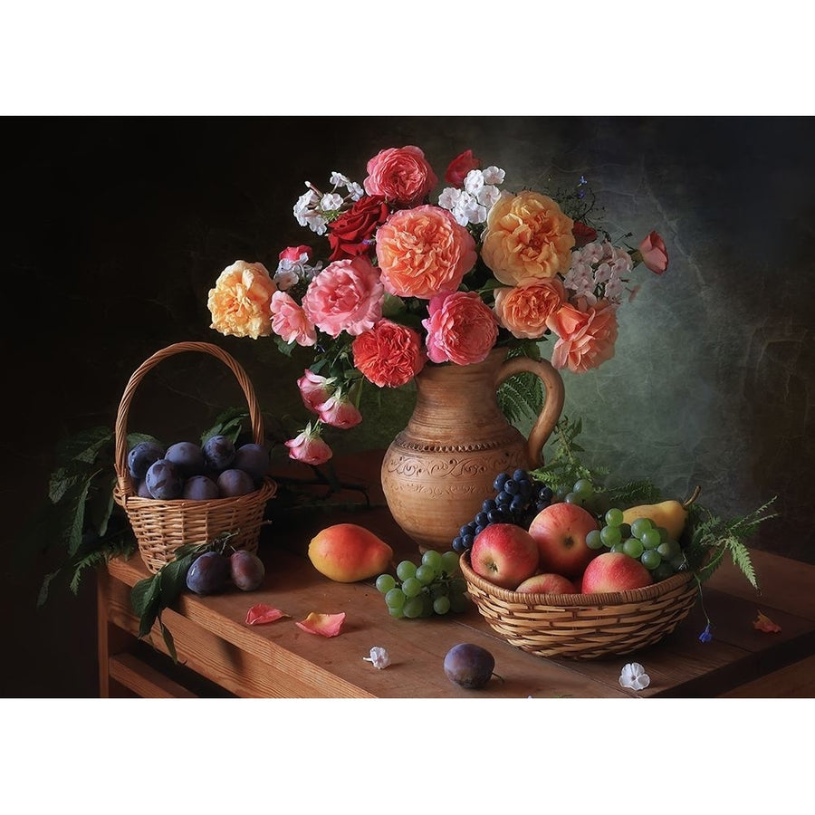 Still Life With Flowers And Autumn Fruits Poster Print - Tatyana Skorokhod-VARPDX2111686 Image 1