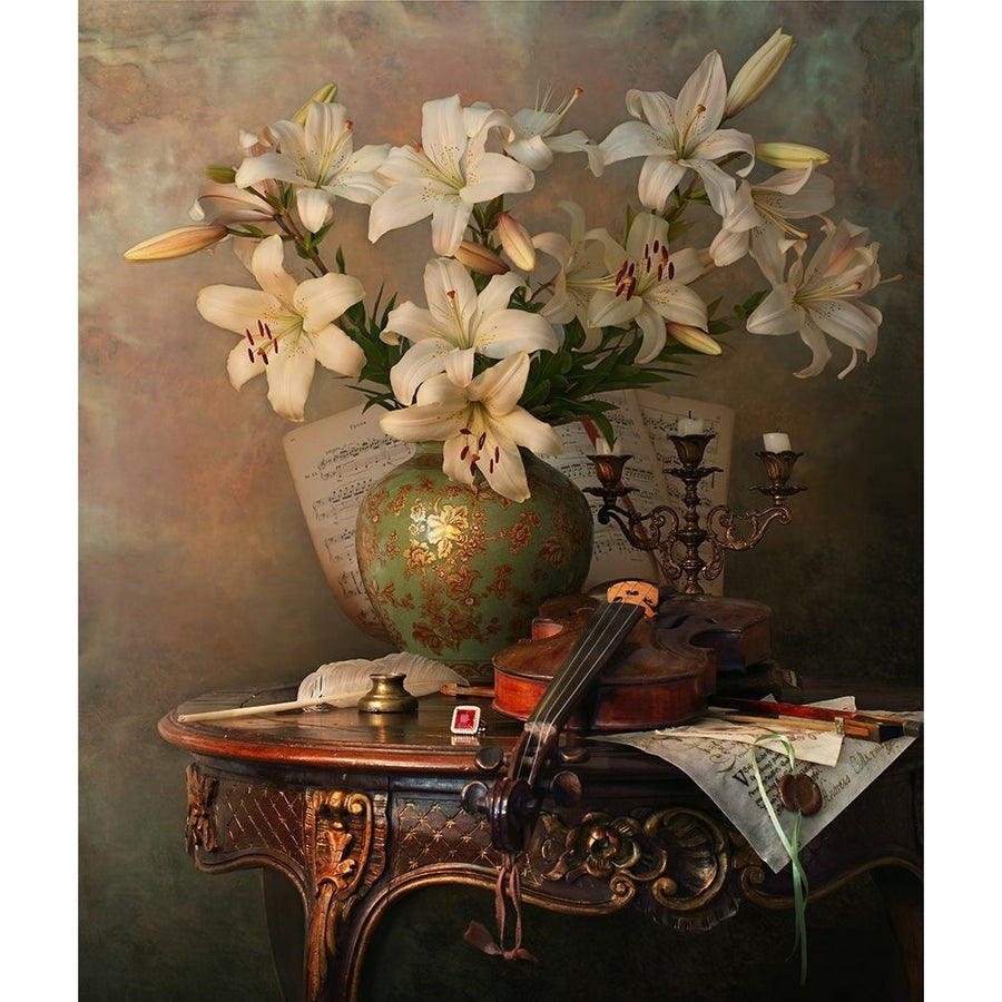 Still Life With Violin And Lilies Poster Print - Andrey Morozov-VARPDX2115784 Image 1