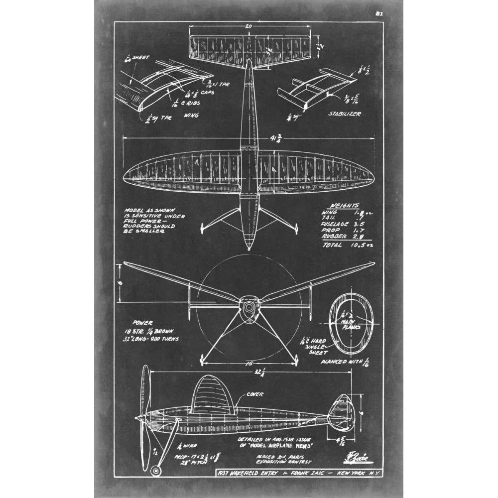 Aeronautic Blueprint III Poster Print - Studio Vision-VARPDX21217Z Image 1