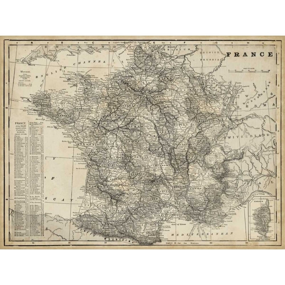 Antique Map of France Poster Print - Studio Vision-VARPDX21536Z Image 1