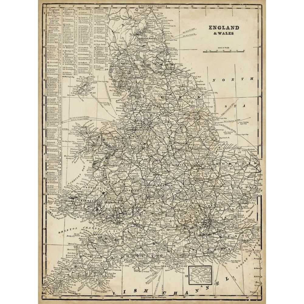 Antique Map of England Poster Print - Studio Vision-VARPDX21537Z Image 1