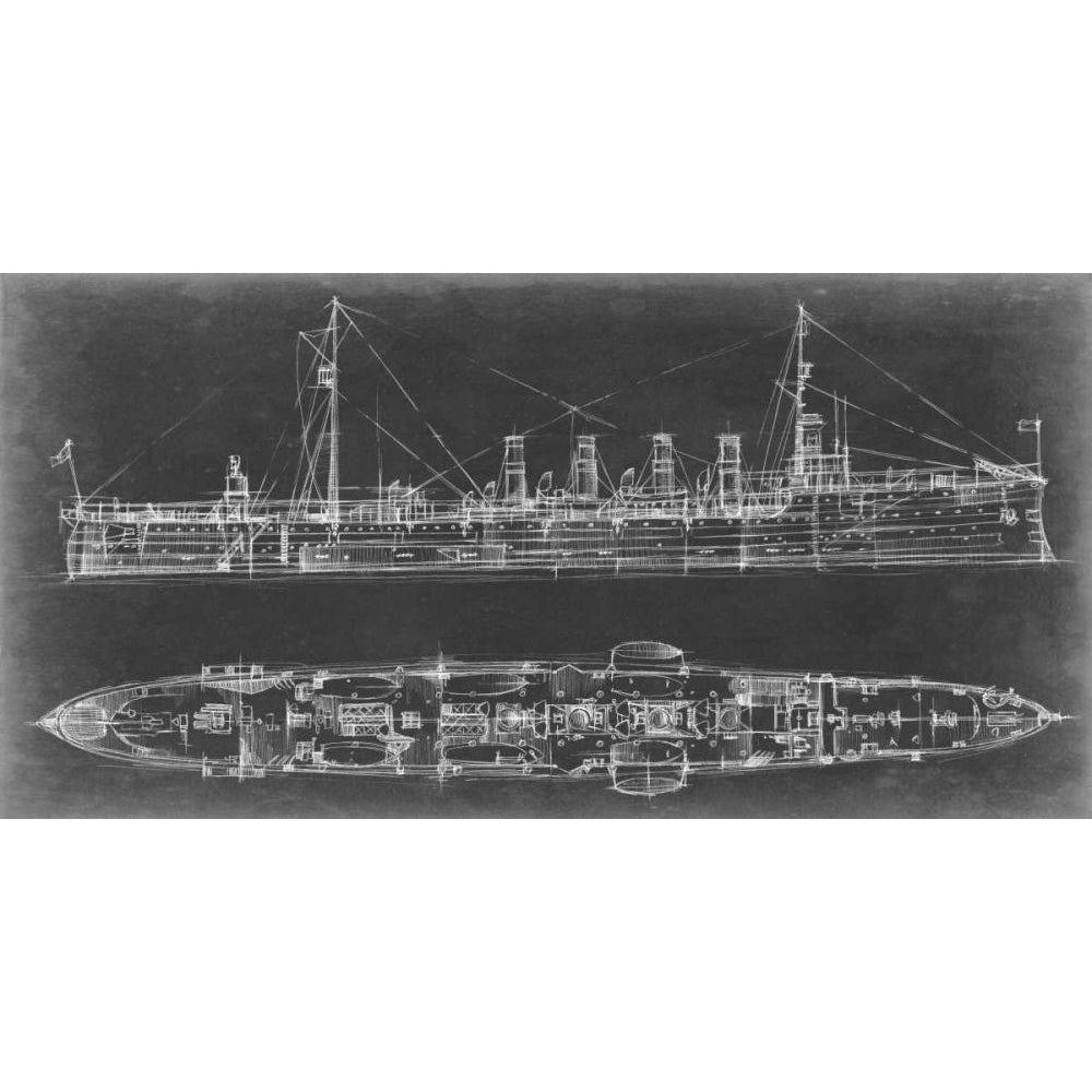 Navy Cruiser Blueprint Poster Print - Ethan Harper-VARPDX22154Z Image 1