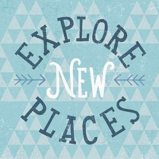 Mod Triangles Explore Places Blue Poster Print by Michael Mullan-VARPDX22290 Image 1