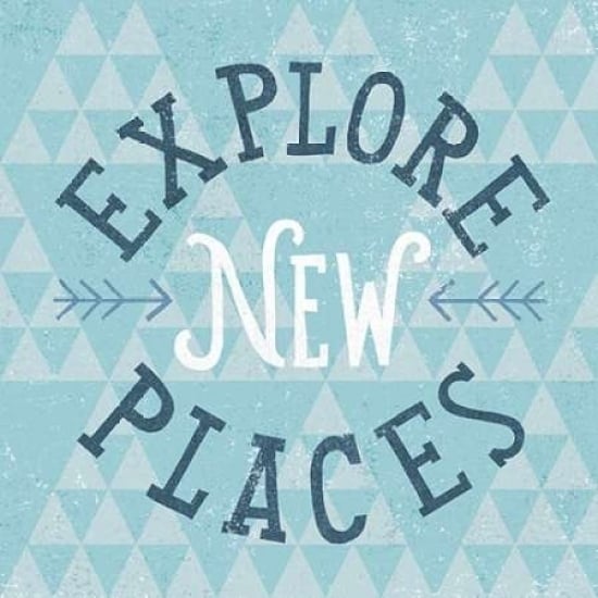 Mod Triangles Explore Places Blue Poster Print by Michael Mullan-VARPDX22290 Image 2