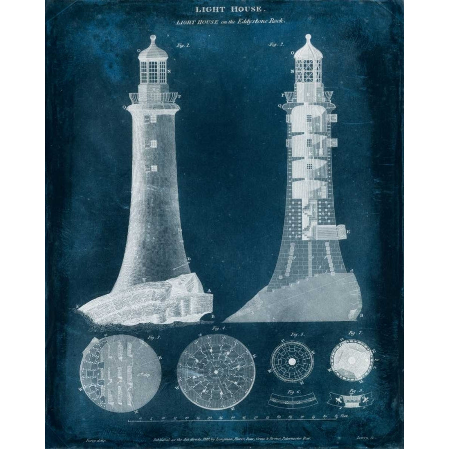 Lighthouse Blueprint Poster Print - Studio Vision-VARPDX22296Z Image 1