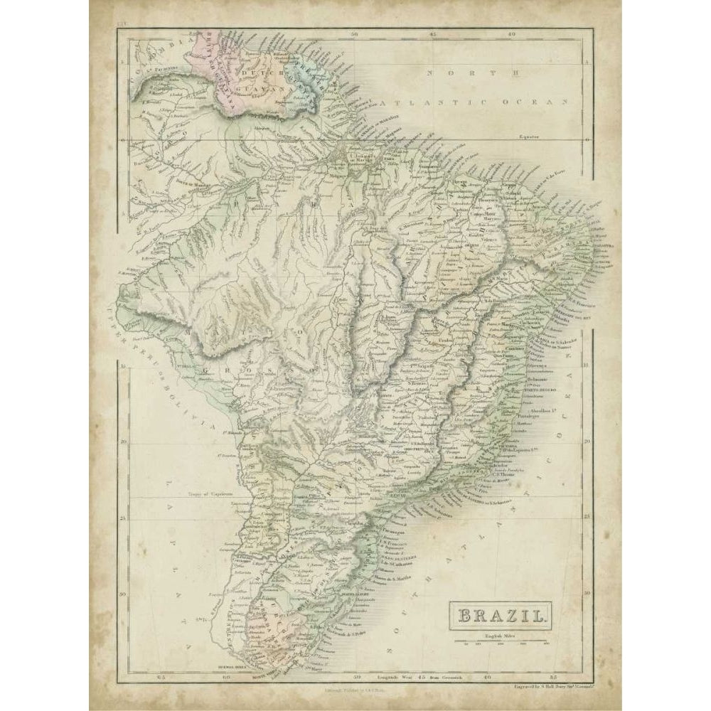 Map of Brazil Poster Print - Sidney Hall-VARPDX22328Z Image 1