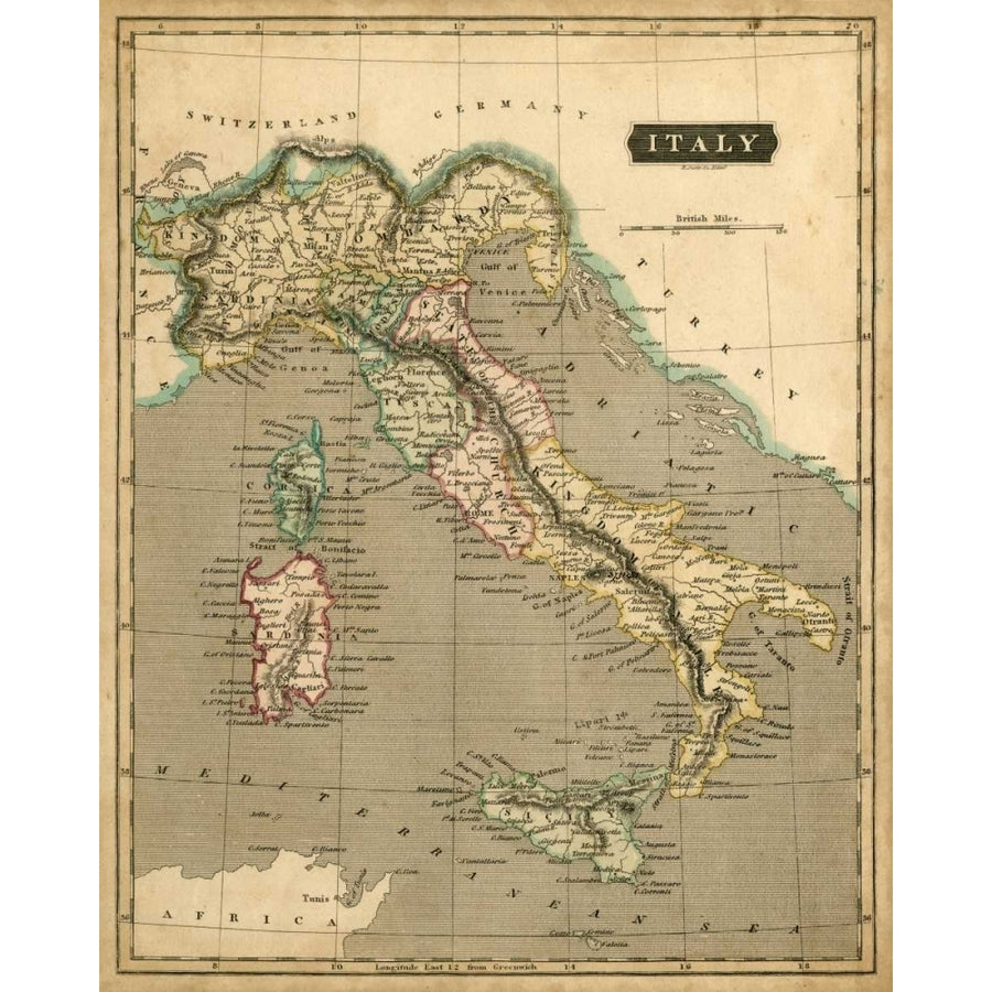 Thomsons Map of Italy Poster Print - Thomson-VARPDX22337Z Image 1