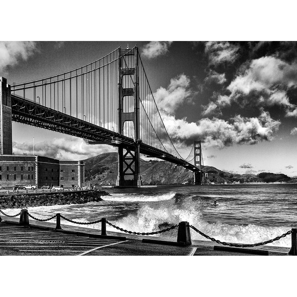 Surfing Under The Golden Gate Bridge Poster Print - Jois Domont-VARPDX2236148 Image 1