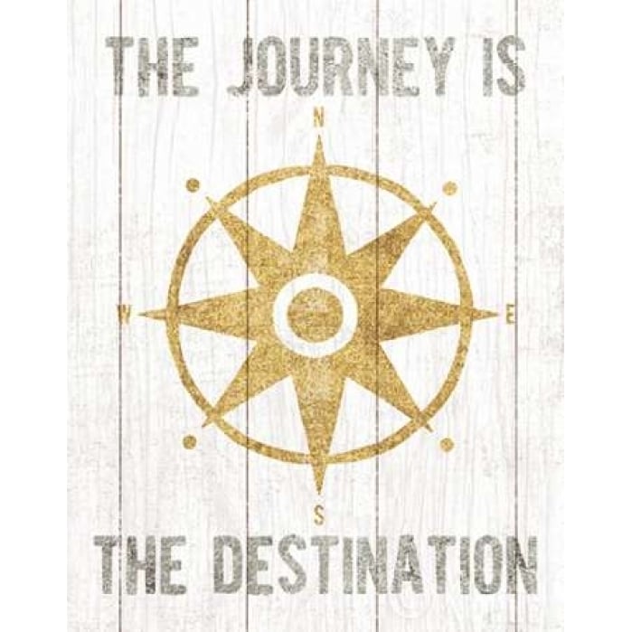 Beachscape IV Compass Quote Gold Neutral Poster Print by Michael Mullan-VARPDX23141 Image 1