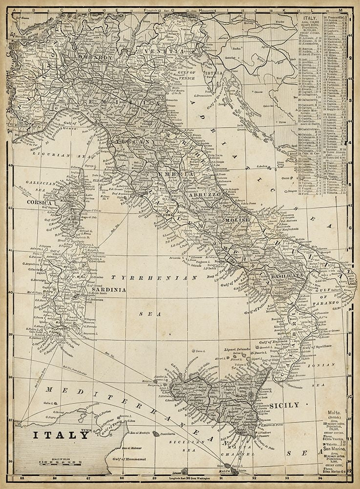 Custom Antique Map of Italy Poster Print - Studio Vision-VARPDX23172GG Image 1