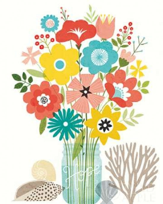 Seaside Bouquet IV Mason Jar Poster Print by Michael Mullan-VARPDX23246 Image 1