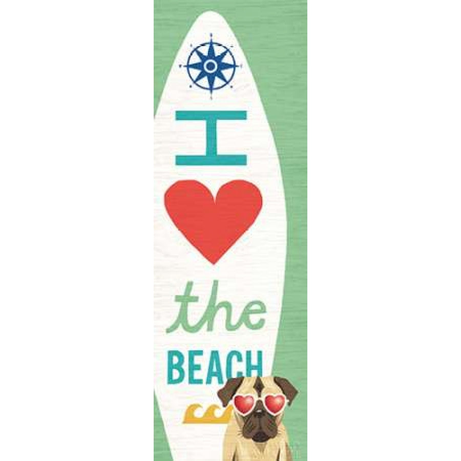 Beach Bums Pug Surf Board Poster Print by Michael Mullan-VARPDX23276 Image 1