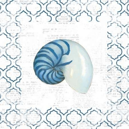 Navy Nautilus Shell on Newsprint Poster Print by Emily Adams-VARPDX23471 Image 2