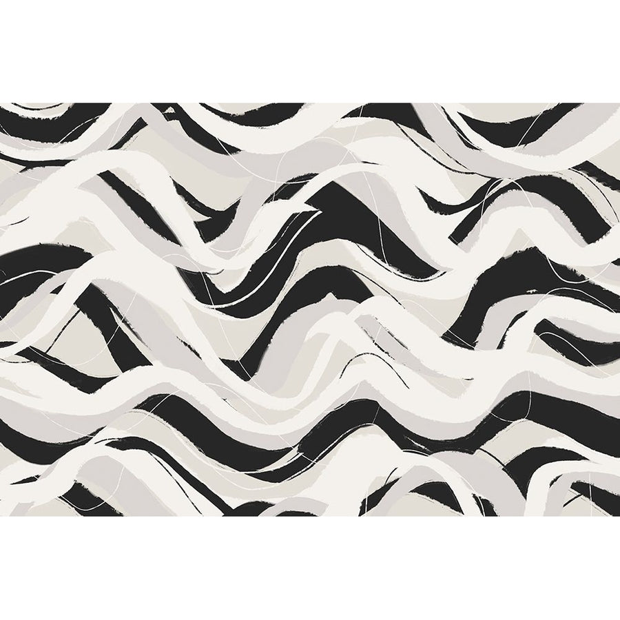 White Black Waves Pattern Square Poster Print - Treechild-VARPDX2372014 Image 1