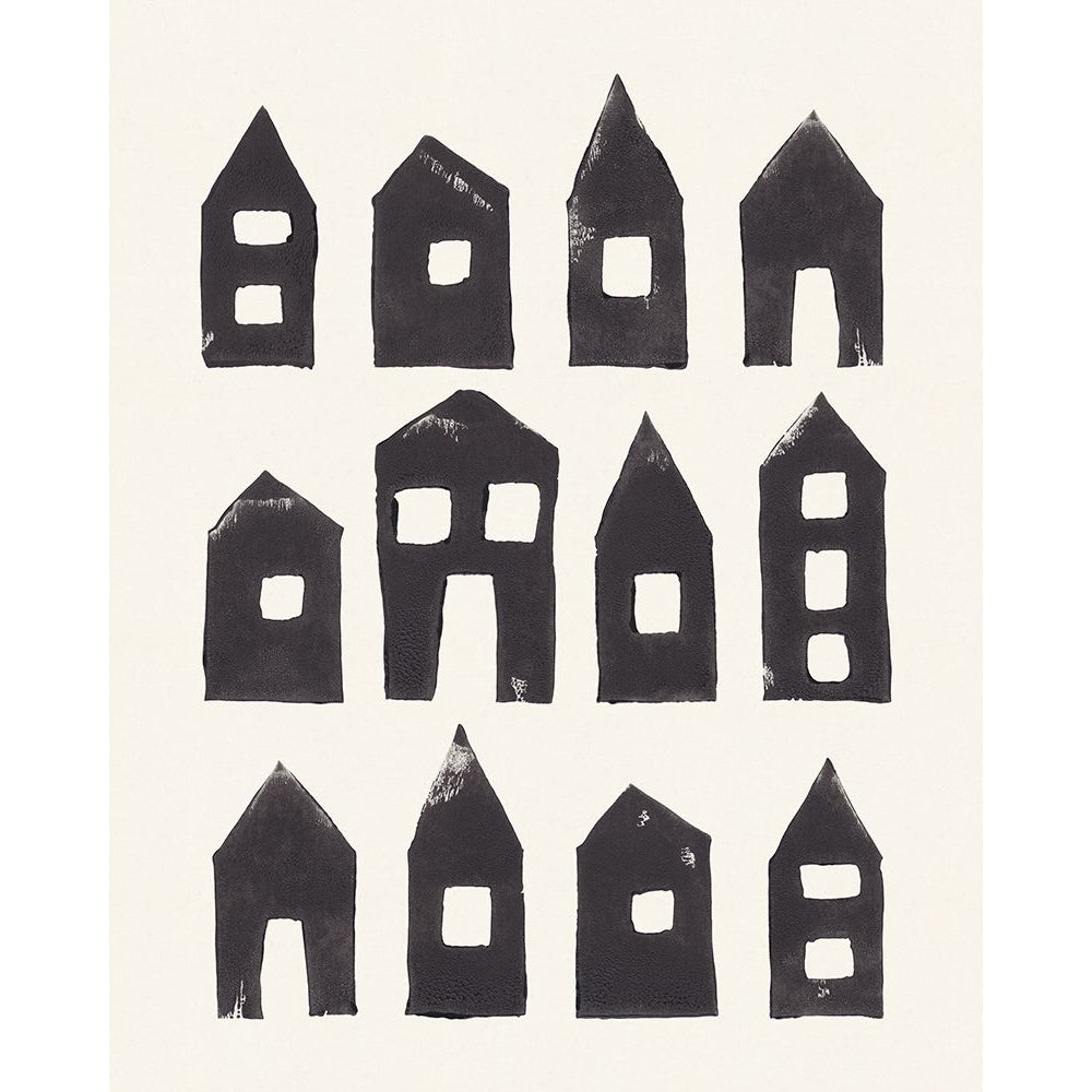 Tiny Houses 1 Hand-printed Linocut Poster Print - Alisa Galitsyna-VARPDX2390031 Image 1