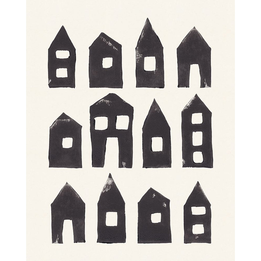 Tiny Houses 1 Hand-printed Linocut Poster Print - Alisa Galitsyna-VARPDX2390031 Image 1