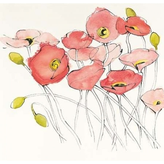 Black Line Poppies I Watercolor Poster Print by Shirley Novak-VARPDX23968 Image 2