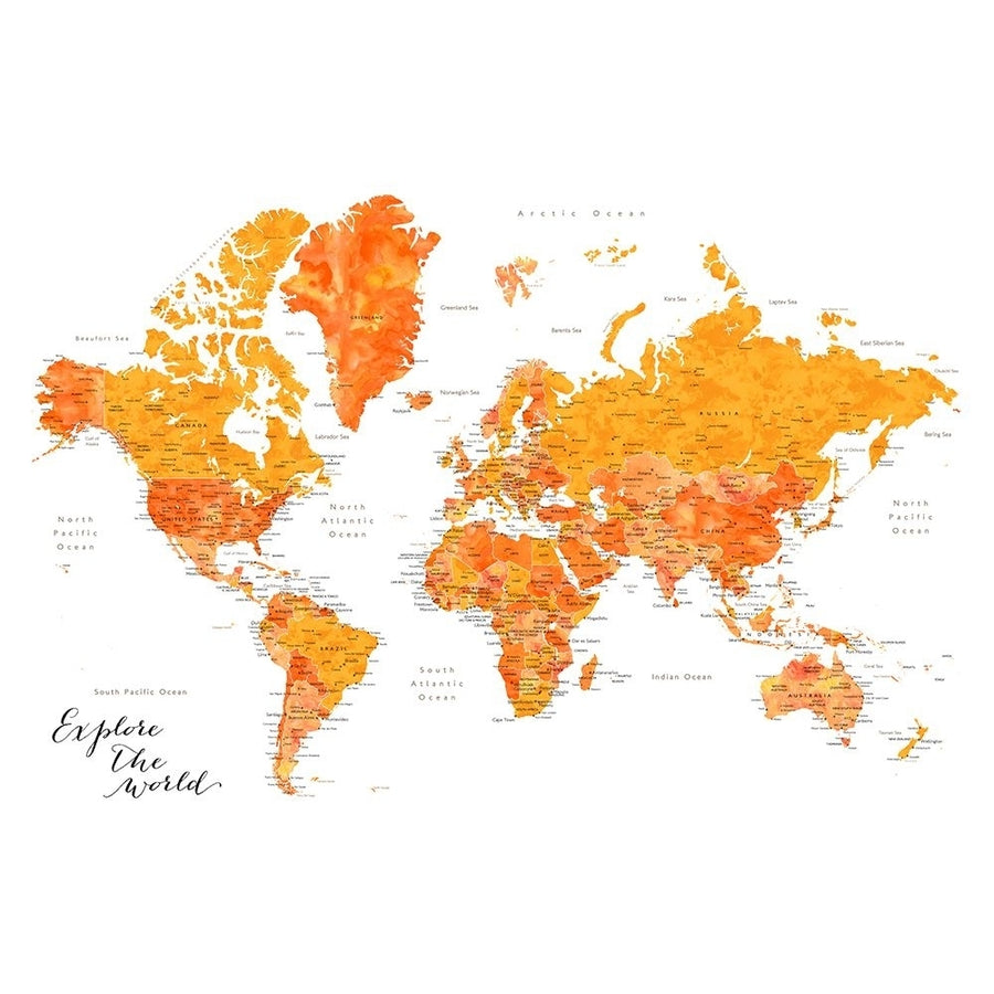 Explore world map with cities - Carlotta Poster Print - Blursbyai Rosana Laiz-VARPDX2448658 Image 1