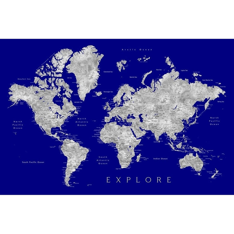 Explore world map with cities - Valrie Poster Print - Blursbyai Rosana Laiz-VARPDX2448698 Image 1