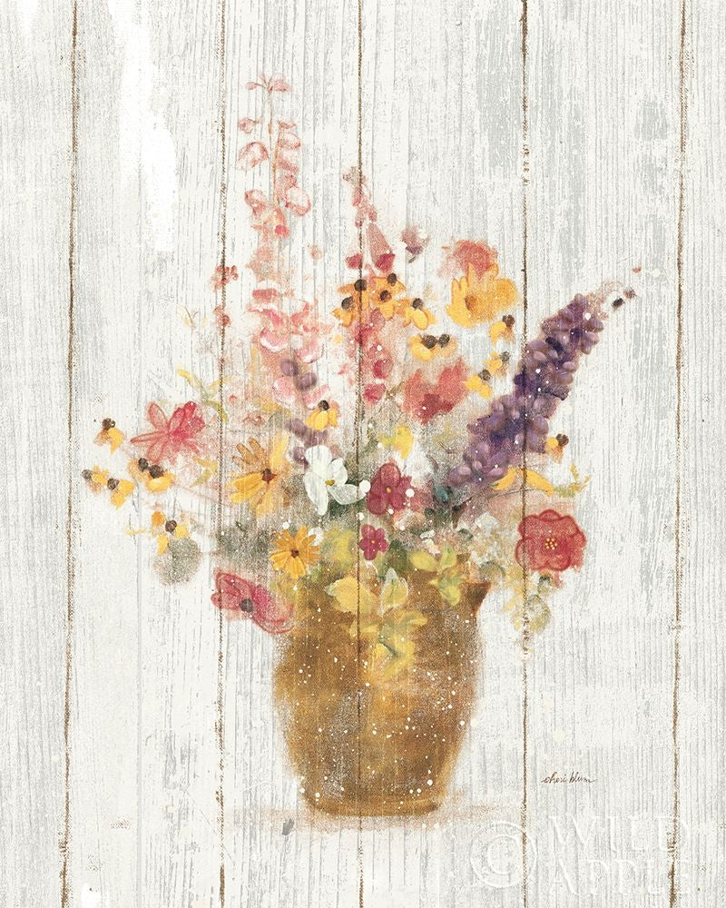 Wild Flowers In Vase I On Barn Board Poster Print by Cheri Blum-VARPDX24611 Image 1