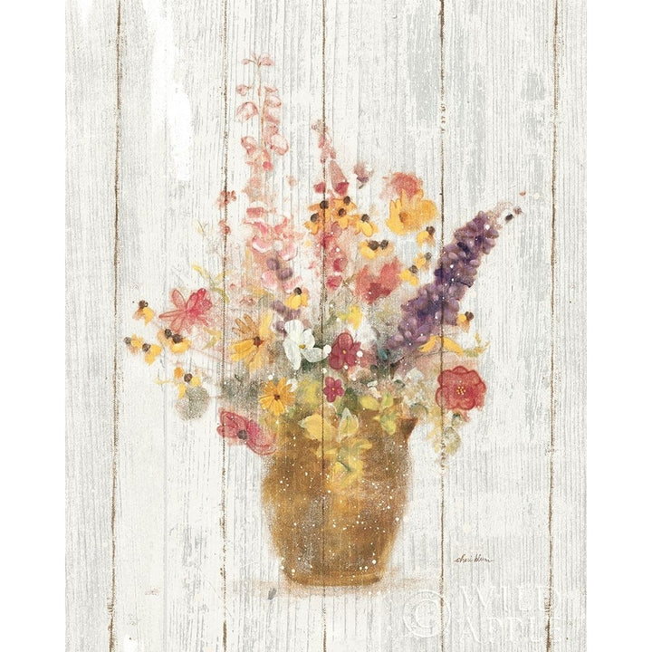 Wild Flowers In Vase I On Barn Board Poster Print by Cheri Blum-VARPDX24611 Image 1