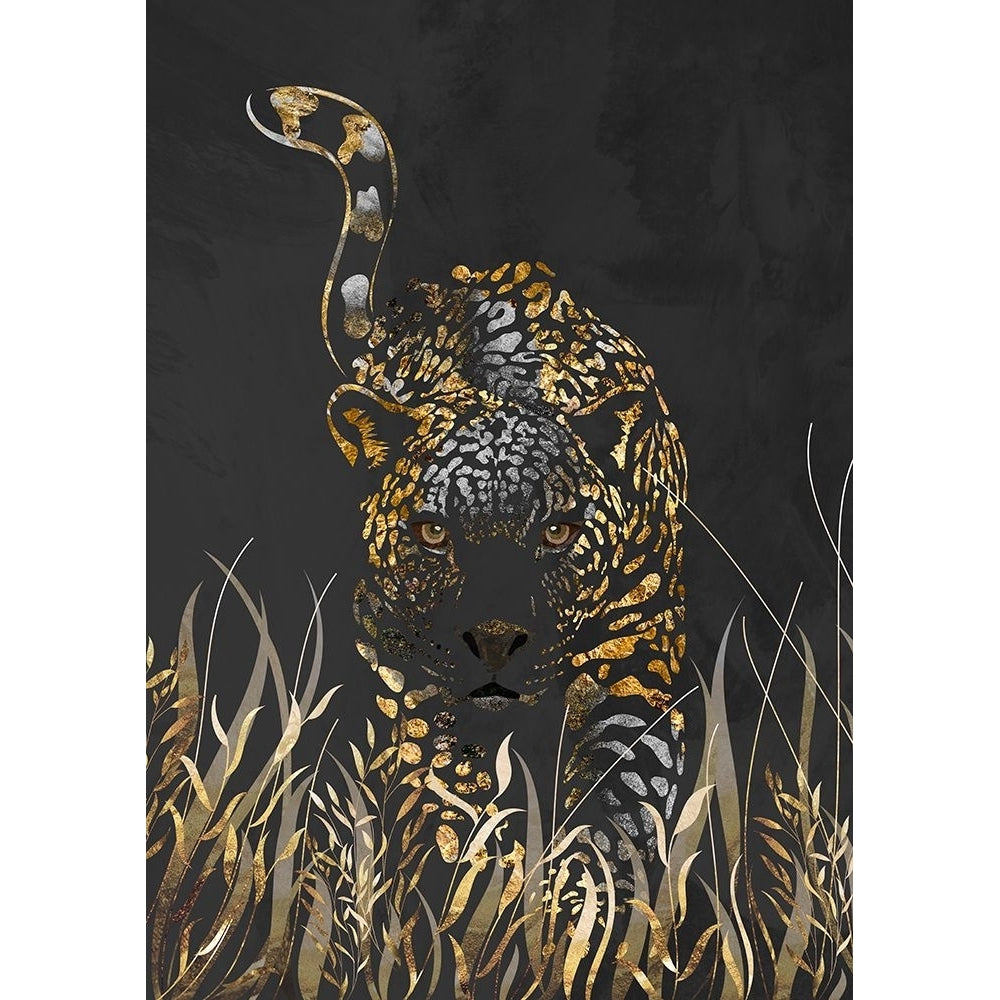 Black gold jaguar in grass Poster Print - Sarah Manovski-VARPDX2494578 Image 1