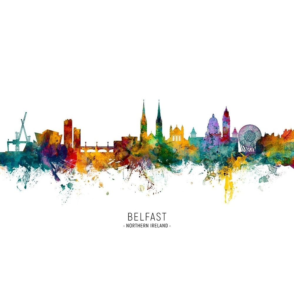 Belfast Northern Ireland Skyline Poster Print - Michael Tompsett-VARPDX2501589 Image 1