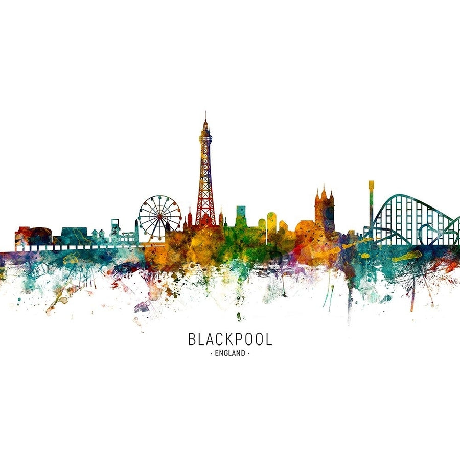 Blackpool England Skyline Poster Print - Michael Tompsett-VARPDX2501626 Image 1