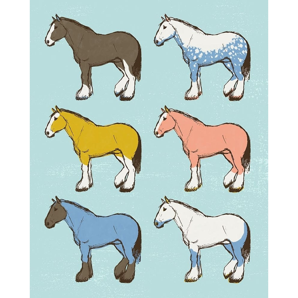 Mid Century Farm - Horses - Neutral Poster Print - Art Group Circle-VARPDX2555340 Image 1